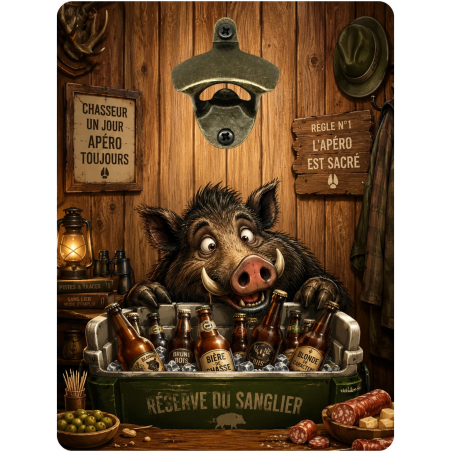 Décapsuleur mural humour chasse original | Atelier à Kadoc
