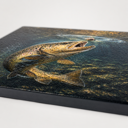 Tableau Truite Fario & Mouche – Impression UV en Relief 3D