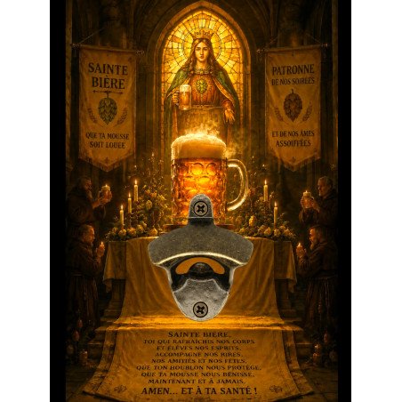 Décapsuleur mural Temple de la bière | Cadeau humour
