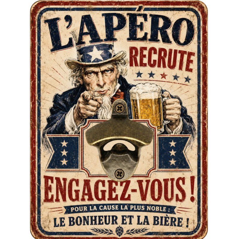 Décapsuleur mural L’Apéro recrute | Cadeau humour