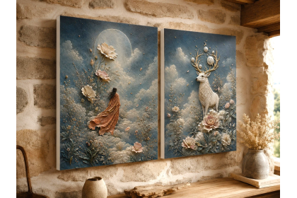 Tableaux diptyques en relief
