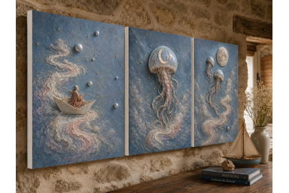 Tableaux triptyques en relief | Décoration Atelier à Kadoc