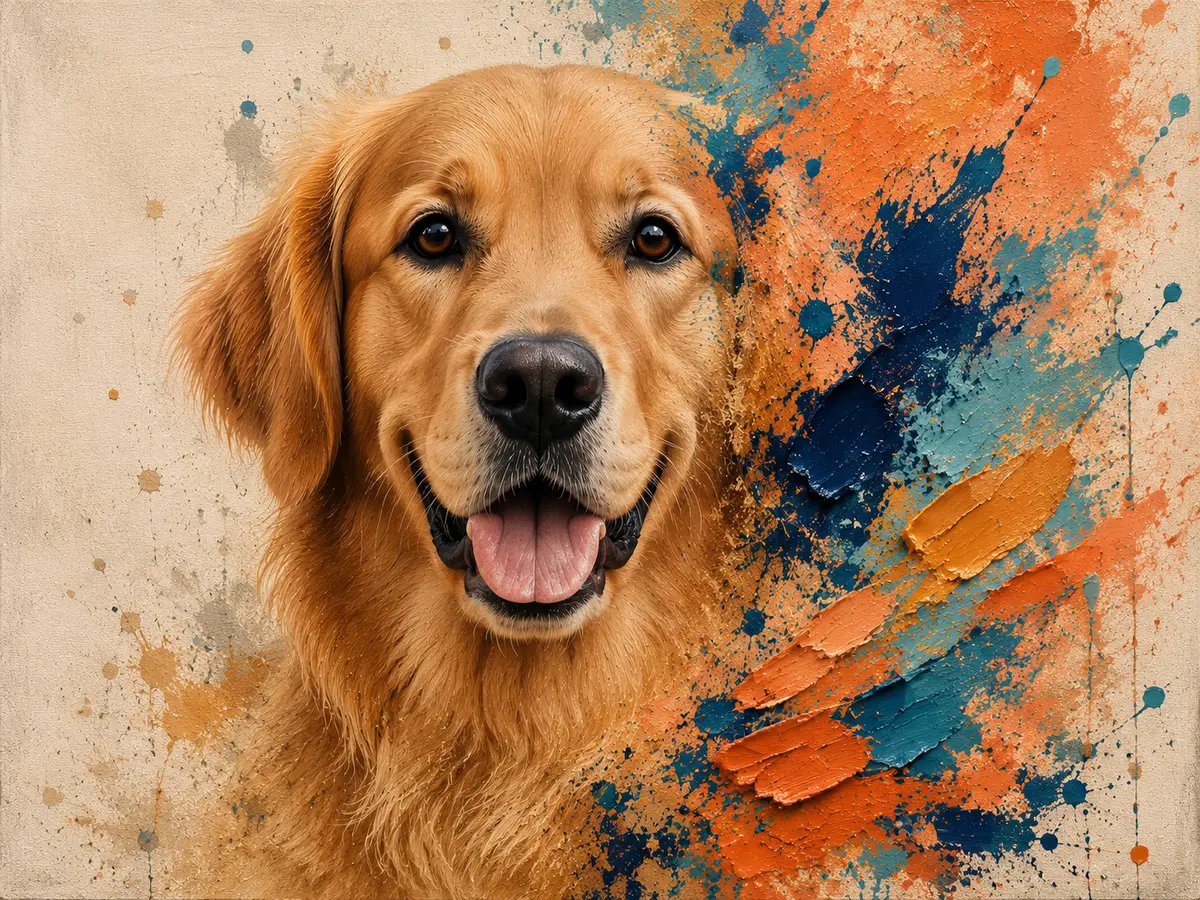 Exemple de transformation artistique d'un animal en peinture texturée