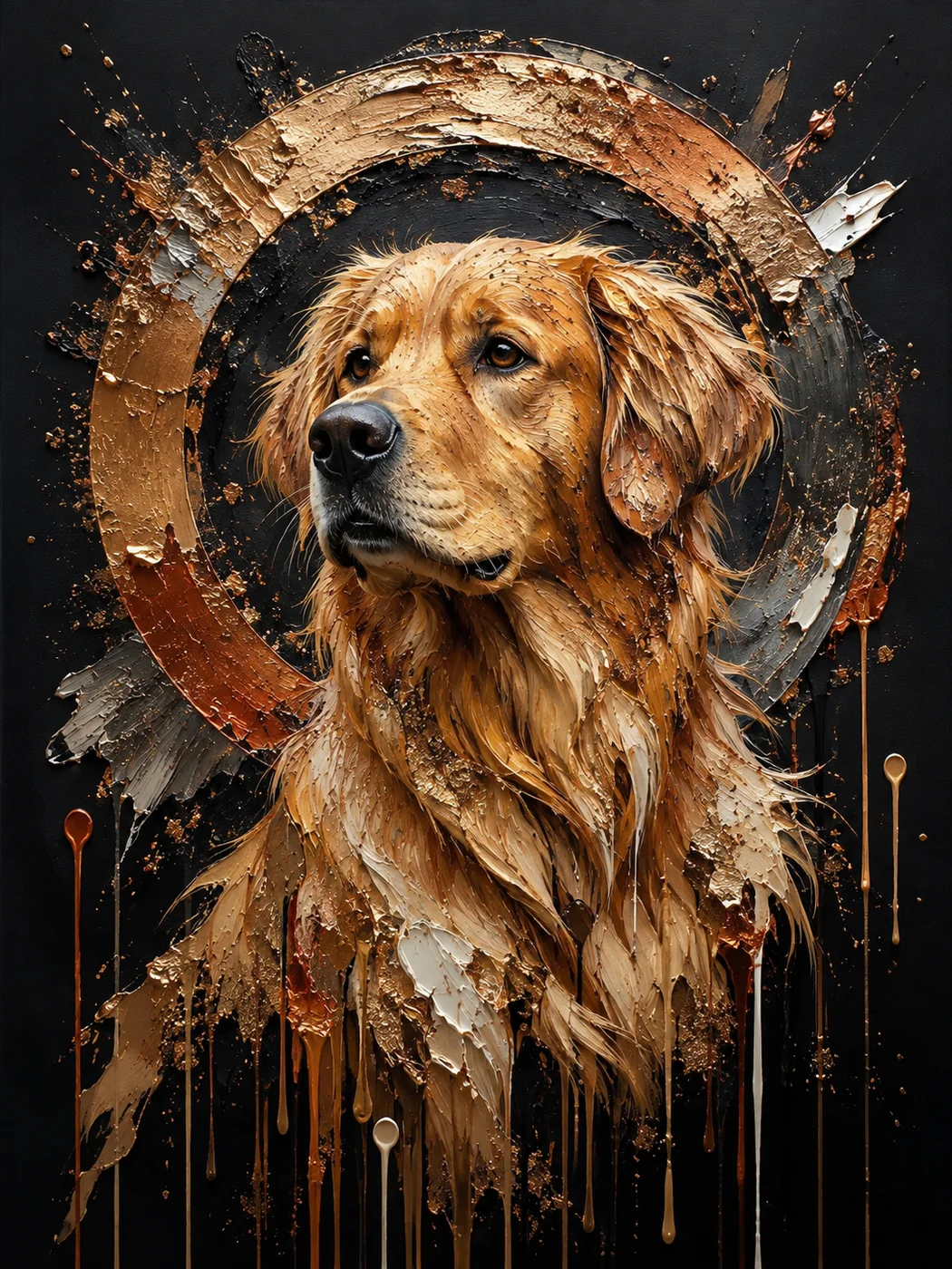 Exemple réaliste du style Portrait impasto — Halo métallique