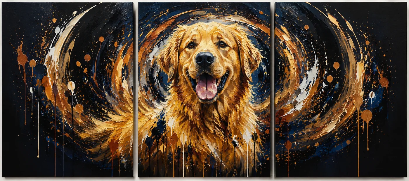 Exemple réaliste du style Triptyque impasto — Vortex panoramique